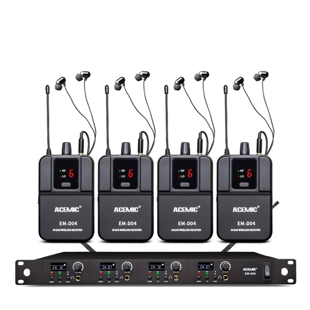 Acemic Em-d04 Professional Uhf Wireless In-ear Monitor System 4channel