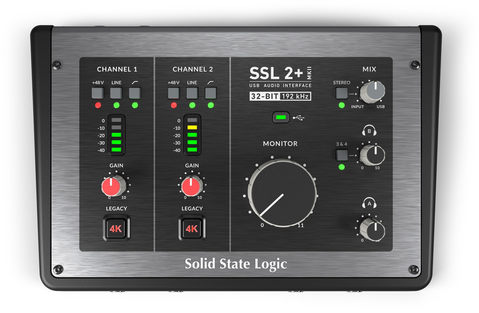 Solid State Logic SSL 2+ MKII Audio Interface Four Balanced Outputs, and Class-Leading Mic Preamps