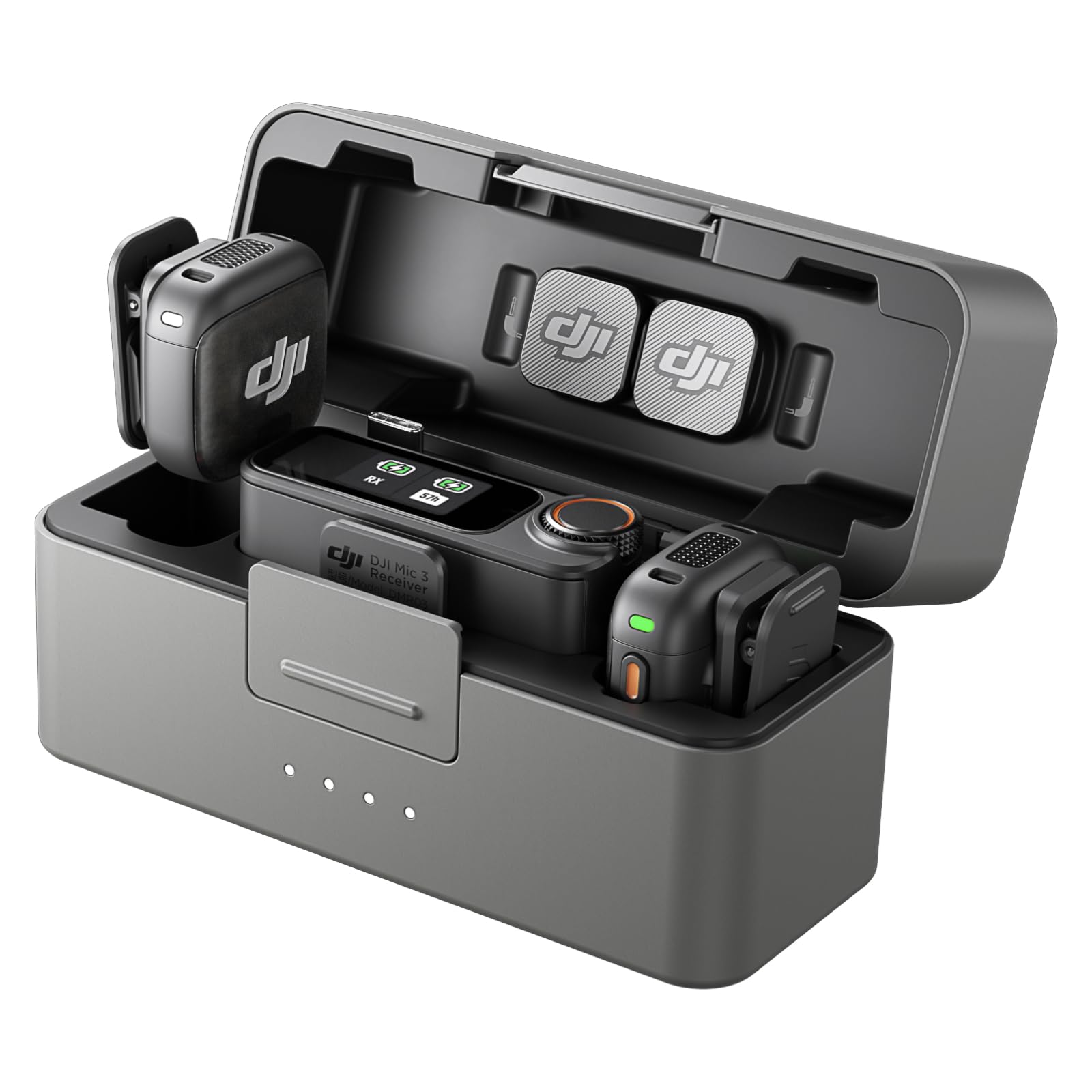DJI Mic 3 (2 TX + 1 RX + Charging Case), Wireless Microphone Mini Mic for iPhone/Camera/Android, Ultralight, Adaptive Gain Control, Dual Band Anti-Interference, 28h Use, Vlog