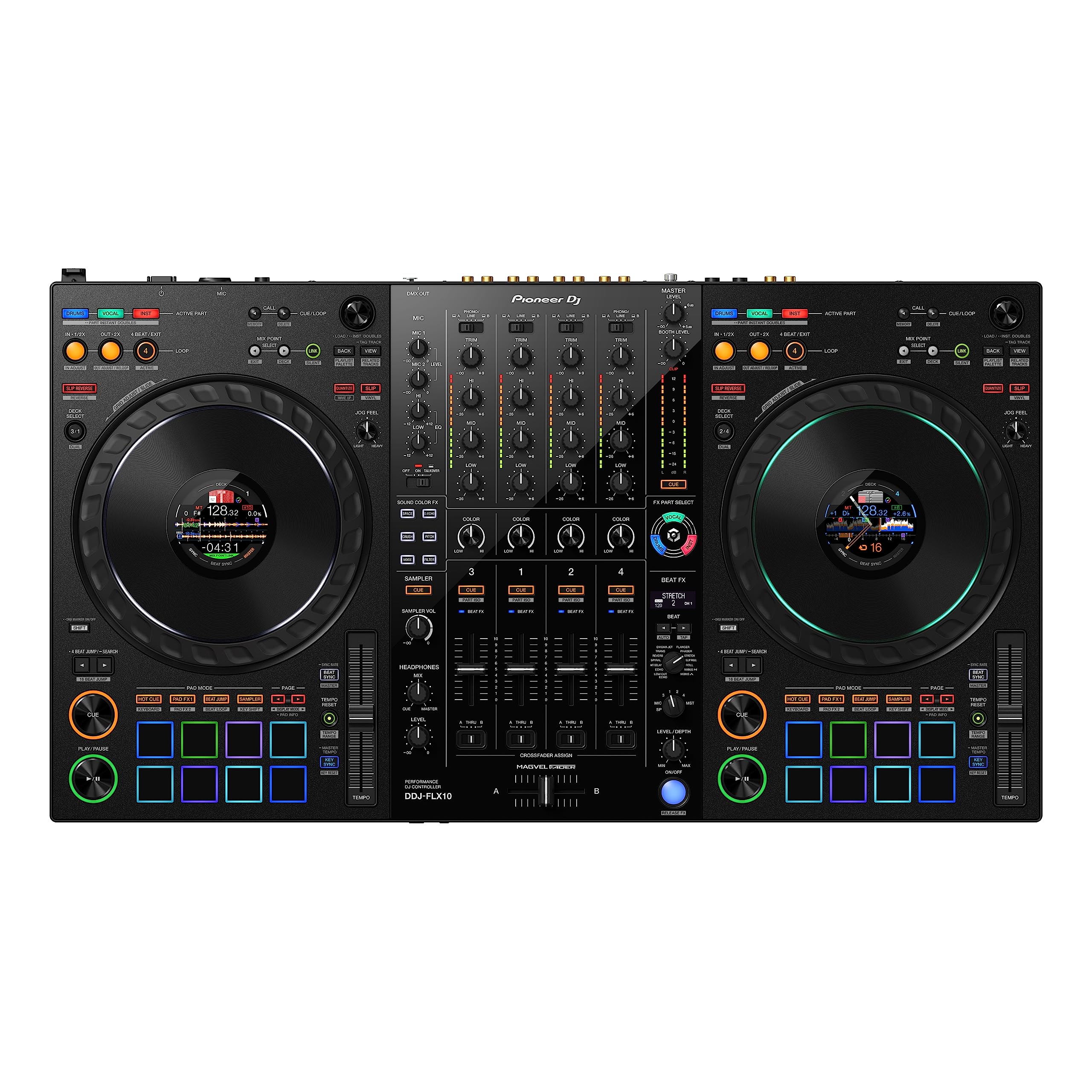 Pioneer DJ DDJ-FLX10 4-Channel DJ Controller, Track Separation, Black