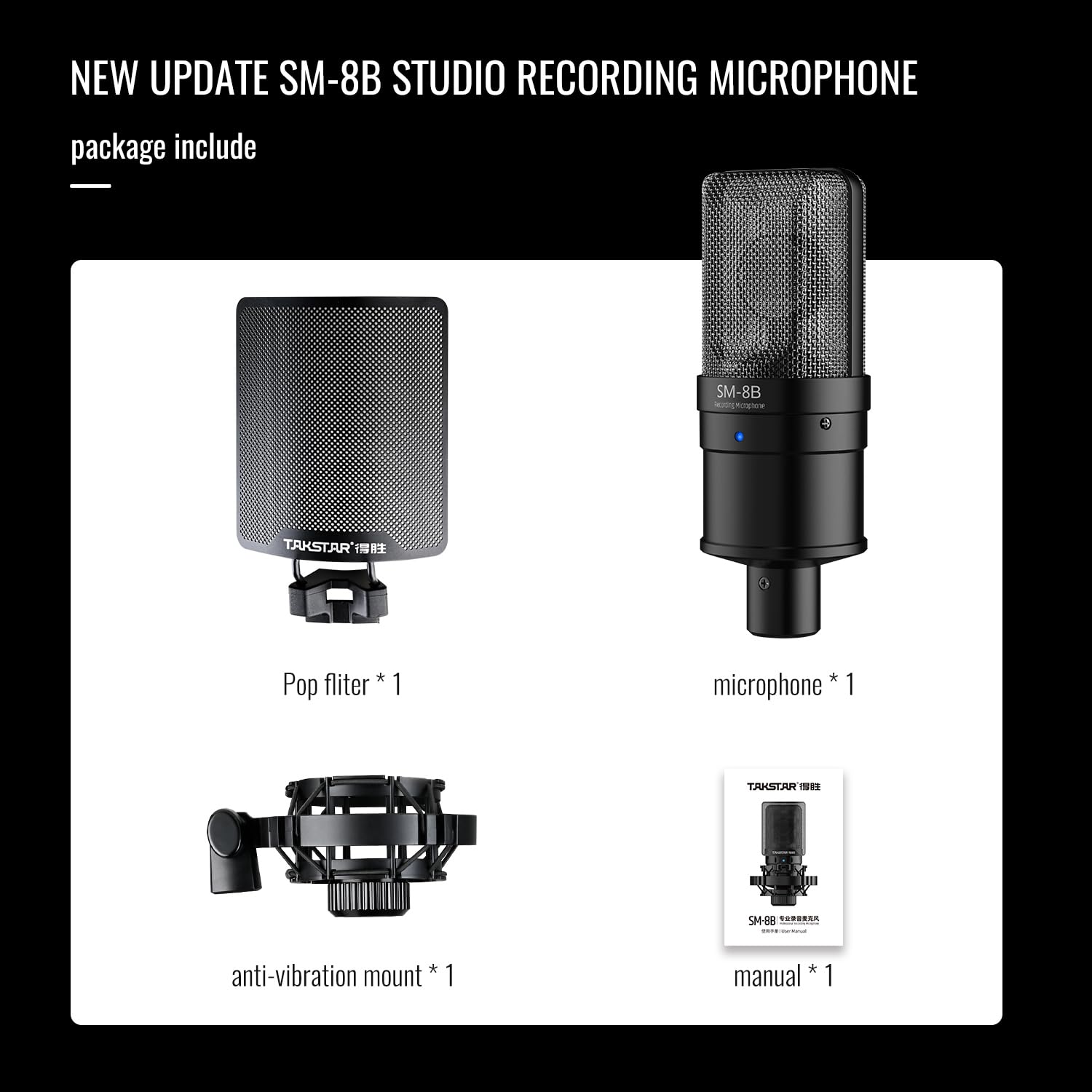 Takstar SM-8B Microphone Recording Wired Cardioid Condenser