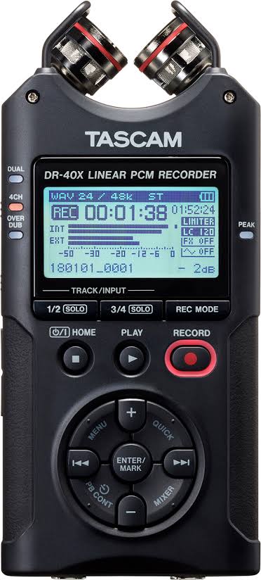 TASCAM DR-40X 4-track Portable Recorder — 2 XLR/TRS Inputs